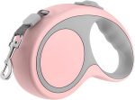 Retractable Dog Leash Pink, Auto Adjustable Extendable Dog Lead Durable and Tangle Free Nylon Tape for Small Medium Pet Dogs Cats Walking, 16FT/5m