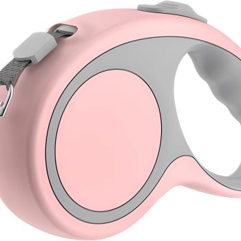 Retractable Dog Leash Pink, Auto Adjustable Extendable Dog Lead Durable and Tangle Free Nylon Tape for Small Medium Pet Dogs Cats Walking, 16FT/5m
