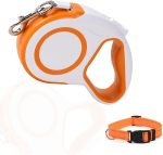 16.4Ft Retractable Dog Leash Long Heavy Duty Great Leash for Dog up to 110 lbs Anti-Slip Rubberized Handle for Medium Dogs/Small Dogs with Collar