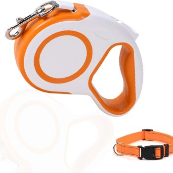 16.4Ft Retractable Dog Leash Long Heavy Duty Great Leash for Dog up to 110 lbs Anti-Slip Rubberized Handle for Medium Dogs/Small Dogs with Collar