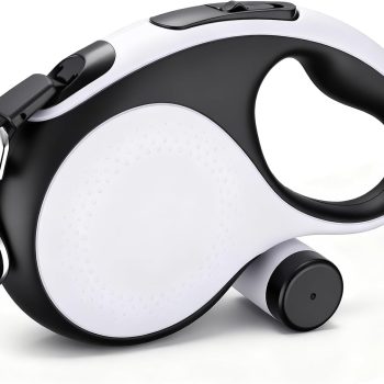 26 Ft Walking Leash with Poop Bag Holder for Dogs Weighing 66 lbs - 110 lbs, 8m Retractable Heavy-Duty Leash 360°Tangle-Free with Anti-Slip Handle One-Handed Brake Pause Lock for Pet Outside