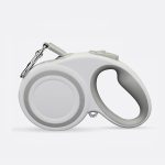 360° Tangle-Free Retractable Dog Leash, Heavy Duty Reflective Nylon Tape Lead 10 ft Long, up to 44lbs, One Touch Quick-Lock Braking System & Anti-Slip Handle (White-Gray, Small)