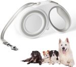 10 Ft Retractable Dog Leash, 360° Tangle-Free Heavy Duty Great Leashs for Dog up to 44lbs with Anti-Slip Handle, Dog Walking Leash Suitable for Small Dogs (White,S)