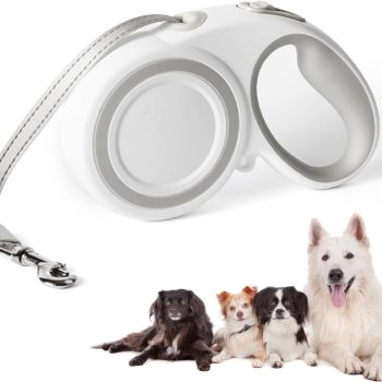 10 Ft Retractable Dog Leash, 360° Tangle-Free Heavy Duty Great Leashs for Dog up to 44lbs with Anti-Slip Handle, Dog Walking Leash Suitable for Small Dogs (White,S)