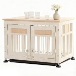Dog Crate Furniture，26" Dog Kennel Furniture with Indestructible Metal Crate，Decorative Pet House End Table, Cage Kennel Furniture Indoor，Suitable for Small Dogs（White）