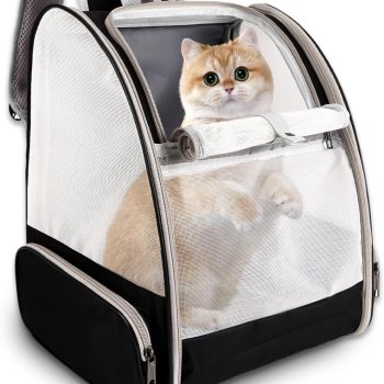 Cat Backpack Carrier,Pet Carrier Airline Approved for Small Dog Cat Puppy Kitten Bunny,Ventilated Mesh Design Animal Backpack for Hiking Camping Travel Bag (Black)