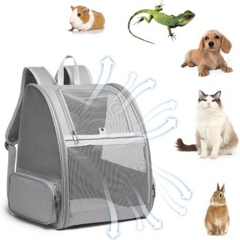 Cat Backpack Carrier，Cat Travel Backpack for Small Dog and Large Cat，Collapsible Fully Ventilation Design Fit Camping Traveling Cycling Hiking Outdoors Up to 15 Lbs（Gray）