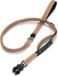 Dog Leashes for Medium Large Dogs Heavy Duty, 4-6FT Shock Absorbing No Pull Dog Leash with Advanced Easy Metal Clip, 2 Comfortable Padded Handles (Coyote Brown)