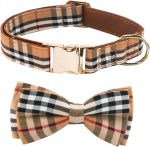 Dog Collar with Bow Tie- Adjustable pet Collar for Dogs with Metal snap Fastener Collar, Stylish Pattern for Small Medium or Large Boy and Girl Dog and Cat