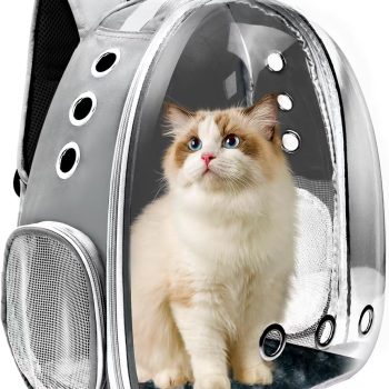 Cat Backpack Carrier, Pet Cat Carrier with Ventilated Design for Carrying Puppy Cats, Pet Carrier Backpack for Traveling/Hiking/Camping/Outdoors Airline Approved Travel Carrier (Grey)