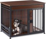 Furniture Style Dog Crate, Two Bowls Included, 30" x 20.4" x 23.6", Walnut