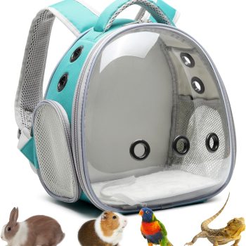 Portable Travel pet Backpack Carrier Hamster Bag Guinea Pig Bird Small Dog cat Turtle Carrier Rabbit Cage Squirrel Bearded Dragon Breathable Hangbag (Green)