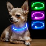 Light Up Dog Collar, High Visibility LED Dog Collar Rechargeable- Rainproof TPU Cuttable Glowing Pet Collar for Small Dogs & Cats - Puppy Safety Lights for Night Walking (XS- Blue 40cm)