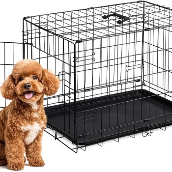 30 Inch Single Door Dog Crate, Metal Pet Kennel with Secure Lock, Foldable Design, Removable Tray for Easy Cleaning, Portable Puppy Cage for Small Dogs, Ideal for Training & Travel