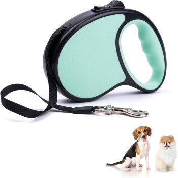Retractable Dog Leash - Tangle Free - Heavy Duty - Strong Nylon for Small, Medium and Large Dogs - Dog Walking Leash - One Button Break and Lock - No Tangle Anti-Slip Handle (Green)