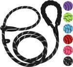 Dog Leash, 6 FT Heavy Duty Dog Leashes, Durable Premium Quality Strong Rope Slip Leash with Comfortable Padded Handle and Highly Reflective Threads for Small Medium and Large Dogs, (Black)