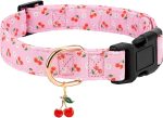 Personalized Dog Collars,Adjustable Puppy Collars with Safety Buckle for Small Medium Large Dogs,Cute and Unique Pink Cherry Pattern Pet Collar for Boy Girl Dogs. (Pink Cherry, Medium)