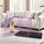 Dog Crates for Small Medium Large Dogs Indoor, Folding Metal Dog Kennel Dog Cage with Double-Door, Divider Panel, Removable Tray, Locks and Handle, (30 Inch, Pink)