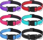 6 Pcs Reflective Dog Collar Soft Padded Breathable Adjustable Nylon Pet Collar with Safety Locking Buckle for Dogs Cats Puppy Pets Accessories(Small,Fresh Color)