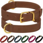 Genuine Leather Dog Collar - Heavy Duty Adjustable Soft Padded Pet Collars for Small Medium Large Dogs Breed - Black Green Brown Pink Red Blue (Cognac, S, 9"-12" Neck Fit)