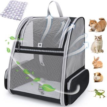 Cat Backpack Carrier, Ideal for Small Animals & Puppies, Outdoor Adventures, Vet Transport. Fully Ventilated Design for Ultimate Comfort On-The-Go