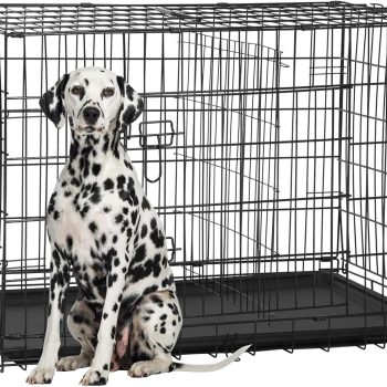 Extra Large Dog Crate Dog Kennel Cage with Double Door,48 inch Folding Metal Wire Dog Cage with Removable Tray&Divider Panel,Pet Crate for Large Dogs,Black