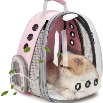 Cat Carrier Backpack, Bubble Expandable Backpack Carrier, Pets and Small Dogs,Airline-Approved, Designed for Travel, Hiking, Walking & Outdoor Use (Front Expandable-Pink)
